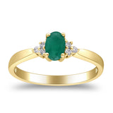 Radiant Elegance: Aliana 10K Yellow Gold Ring with Oval-Cut Natural Zambian Emerald