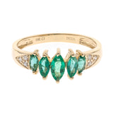 Regal Charm: Esther 10K Yellow Gold Marquise-Cut Natural Zambian Emerald Ring