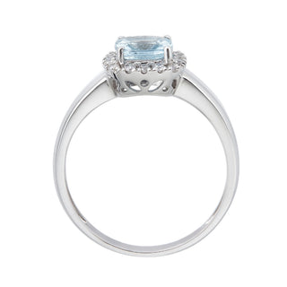 Jamie 10K White Gold Cushion-Cut Brazilian Aquamarine Ring
