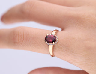 Lacey 10K Rose Gold Oval-Cut Madagascar Rodholite Ring