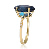 Bria 14K Yellow Gold Marquise-Cut Brazilian London Blue Topaz Ring