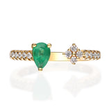 Natalia 10K Yellow Gold Pear-Cut Emerald Ring