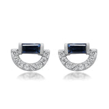 Ruby 14K White Gold Baguette-Cut Blue Sapphire Earrings