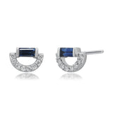 Ruby 14K White Gold Baguette-Cut Blue Sapphire Earrings