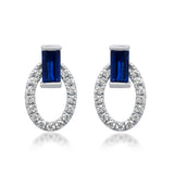 Leilani 14K White Gold Baguette-Cut Blue Sapphire Earrings